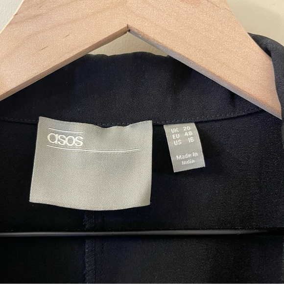 ASOS tailored lightweight longline coat in black plus size 16 - Picture 4 of 11